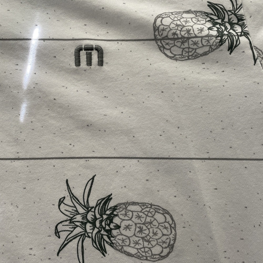 Travis Mathew Polo Shirt Mens Size‎ Large White Striped Pineapple Golf S Sleeve - Picture 6 of 7